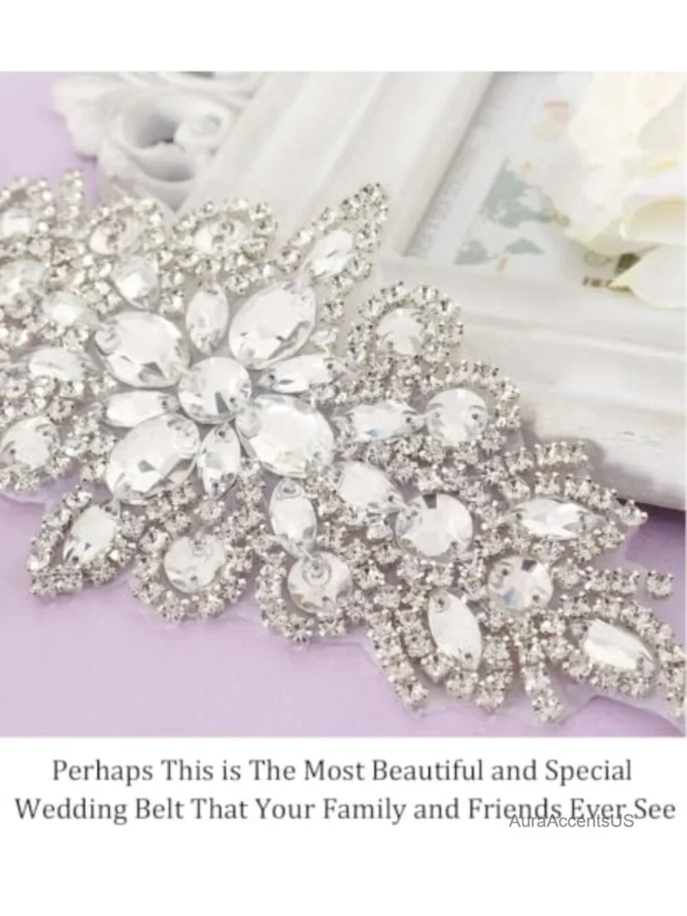 Rhinestone Bridal Belt Crystal Pearl Wedding Sash Bead Trim Gown Accessory